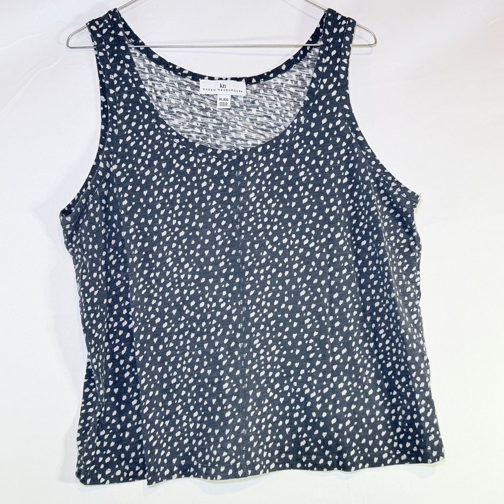 KAREN NEUBURGER Tank Top Women's Gray White XL Speckle Pattern Sleeveless